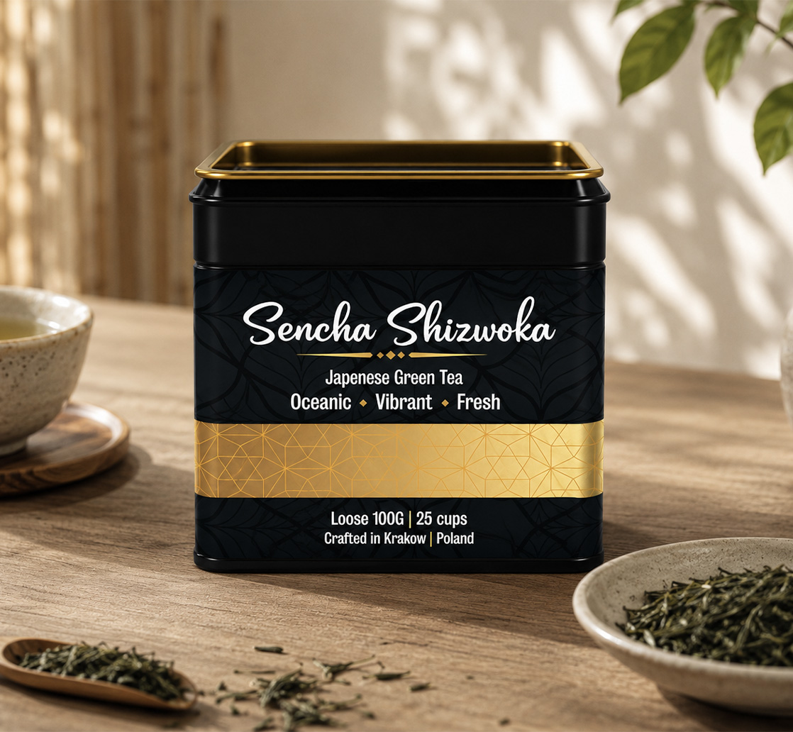 Sencha Shizuoka Leo Tea w eleganckiej puszce